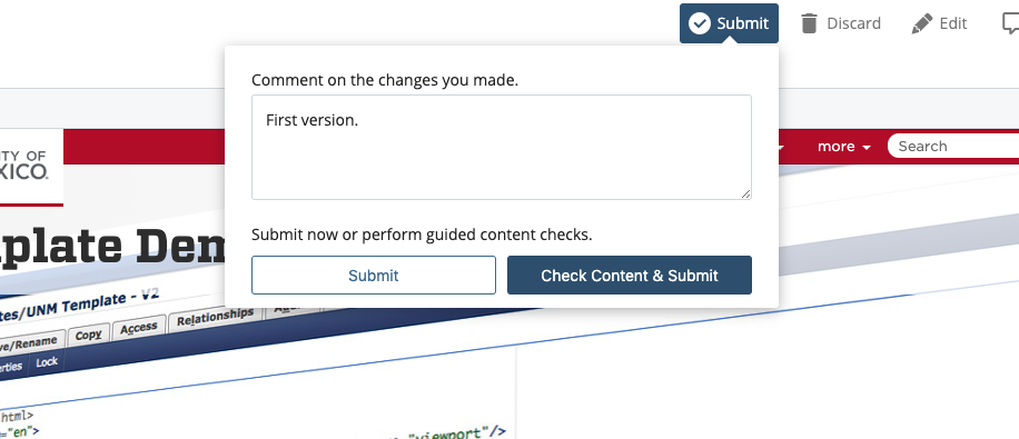 screenshot of cascade displaying the submit button